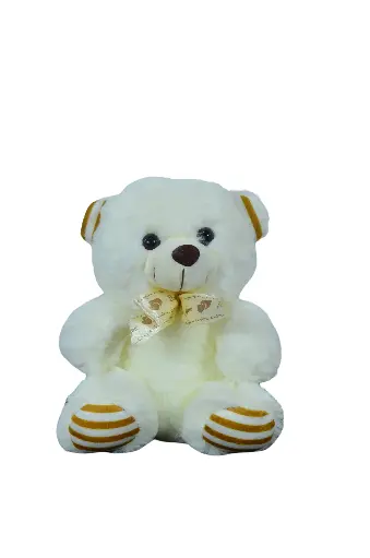 [010] Oso de peluche blanco con rayas